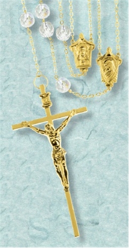 Aurora Borealis Crystal Wedding Lasso Rosary - Gold