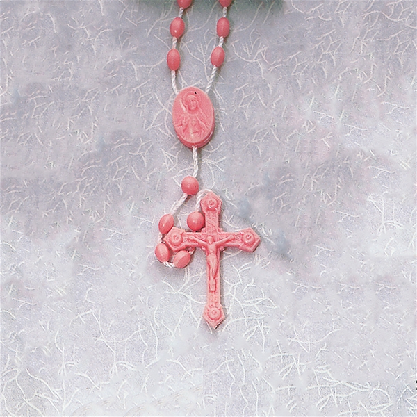 Pink Plastic Cord Rosary - Made in Italy