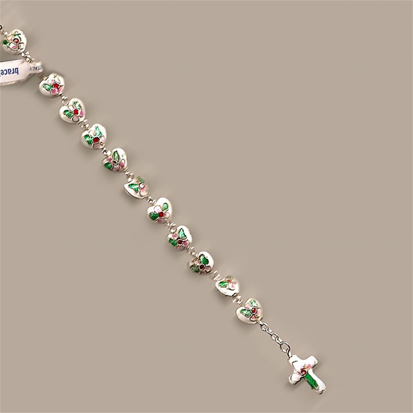 Cloisonne Decade White Rosary Bracelet