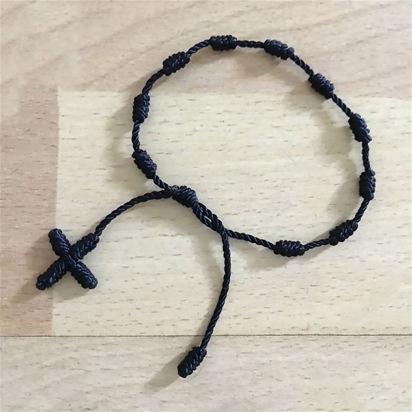 Black Knotted Cord Rosary Bracelet