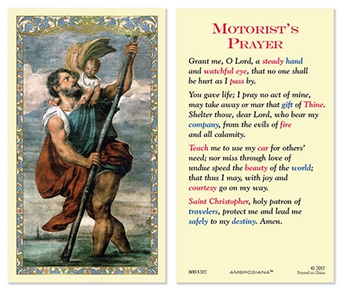 Saint Christopher - Motorists Prayer Laminated Prayer Card