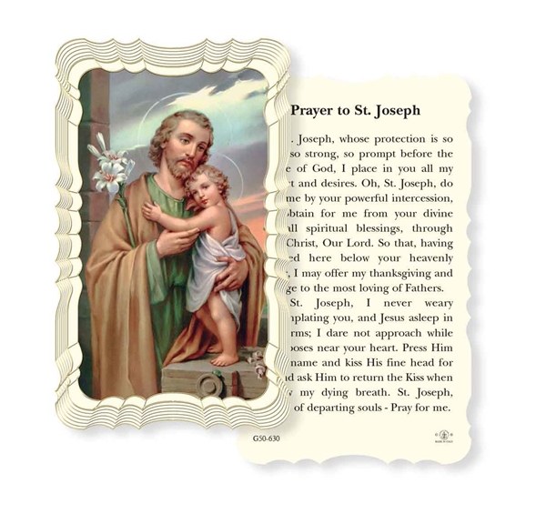 St Joseph Linen Prayer Card
