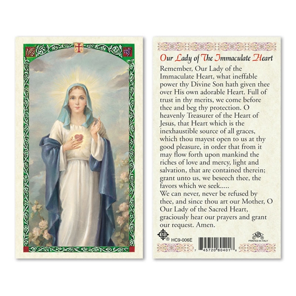 Our Lady of the Immaculate Heart Laminated Prayer Card