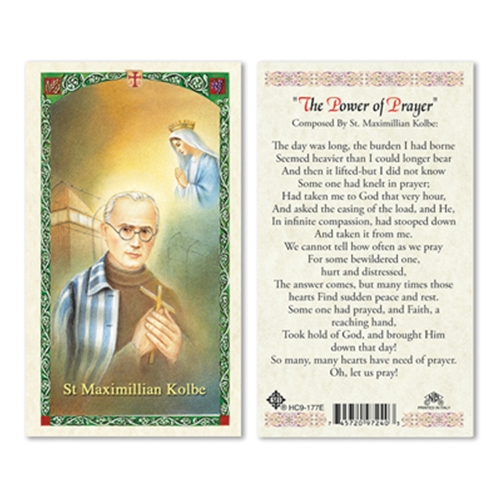 Saint Max Kolbe Power of Prayer Laminated Prayer Card