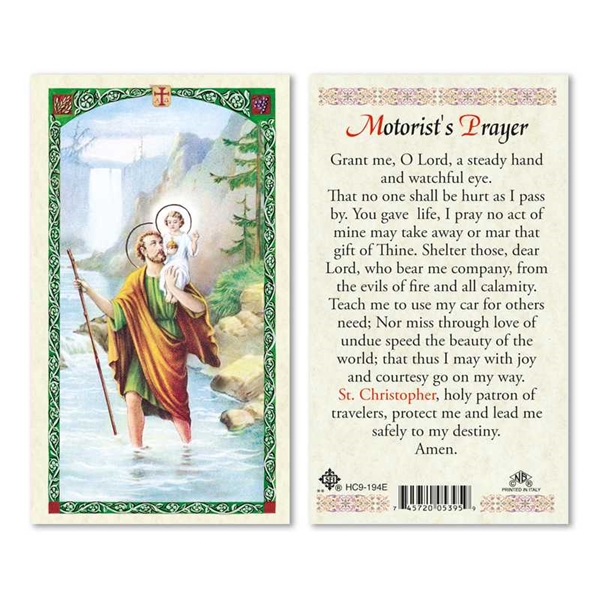 Saint Christopher Motorist&#39;s Prayer Laminated Prayer Card