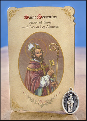 St Servatius (Foot &amp; Leg Ailments) Healing Holy Card with Medal