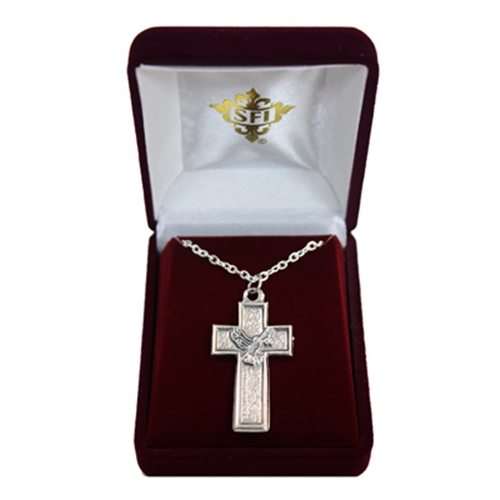 Confirmation Dove on Cross Necklace in Gift Box