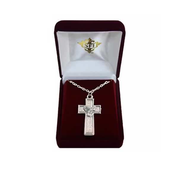 Confirmation Dove on Cross Necklace in Gift Box