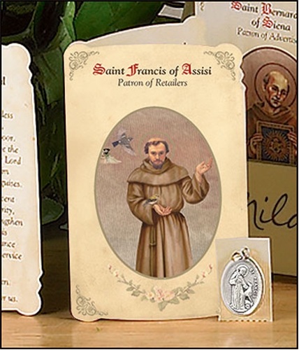 Saint Francis of Assisi (Retail Sales) Holy Card with Medal