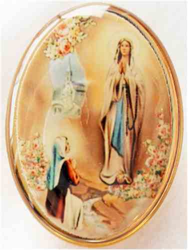 Our Lady of Lourdes Gold Rim Lapel Pin