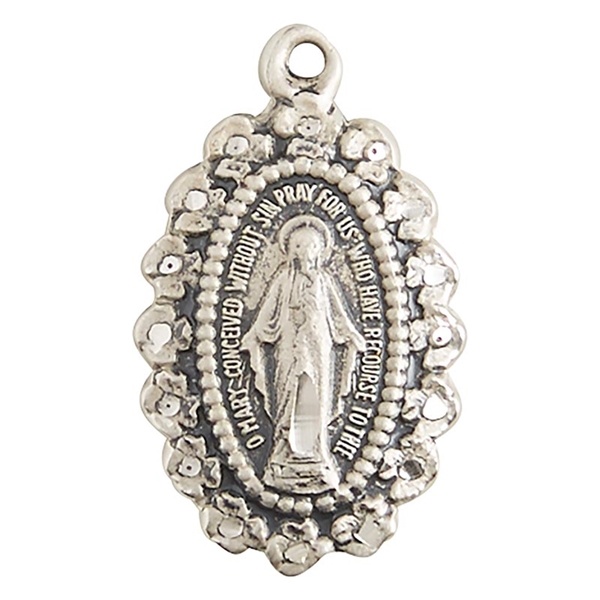 Oval Miraculous Medal with Floral Border