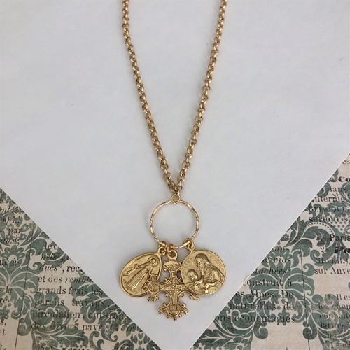 Vintage Inspired Multi-Medal Necklace, Fatima
