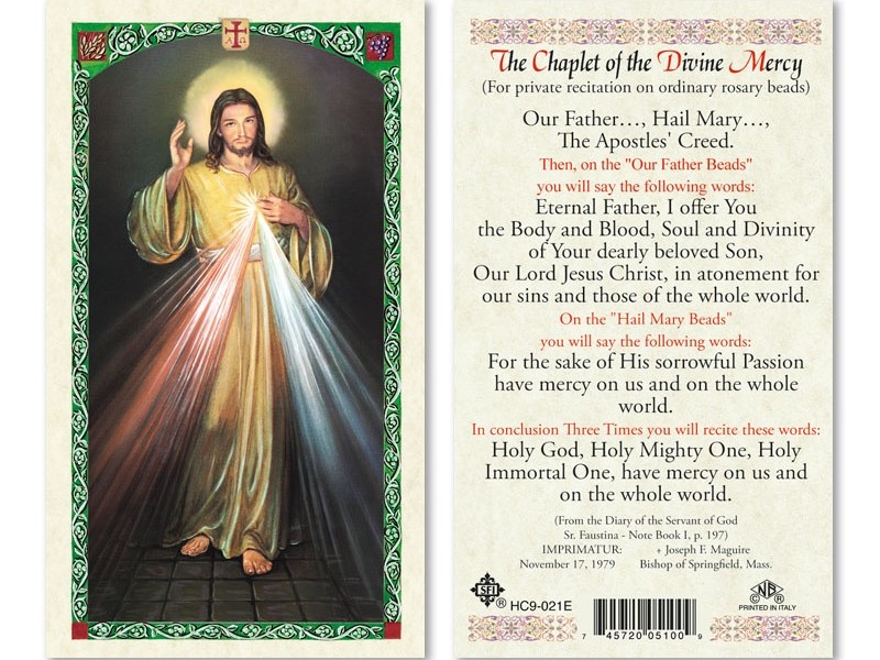 The Chaplet of Divine Mercy Laminated Prayer Card