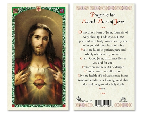 Prayer to the Sacred Heart of Jesus Laminated Prayer Card