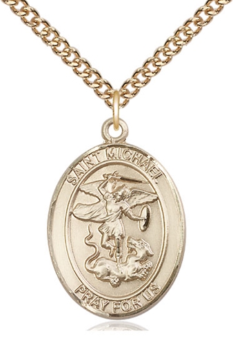 Saint Michael Gold Filled Oval Medal on Chain