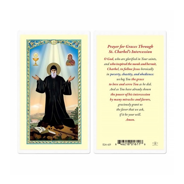 Saint Charbel Laminated Prayer Card