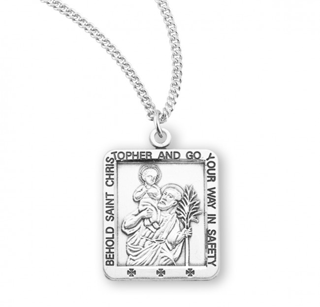 Square Sterling Silver Saint Christopher Medal
