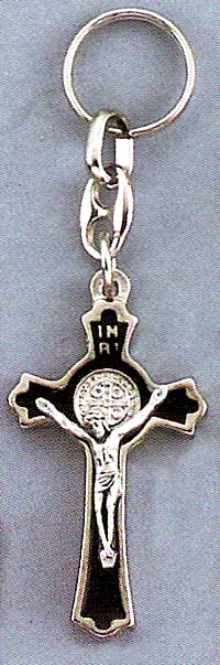 St Benedict Silver Black Key Chain