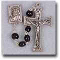 Oval Wood Beads Black Rosary