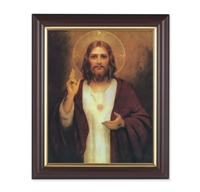 Sacred Heart of Jesus Framed Art - Walnut Frame