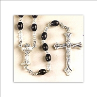 First Communion Black Wood Bead Rosary
