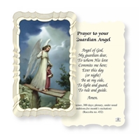 Guardian Angel Linen Prayer Card
