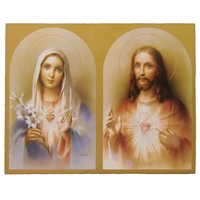 Sacred Heart of Jesus and Immaculate Heart of Mary Plaque - 9.75 x 7.75-Inch