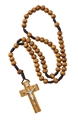Wood Bead Cord Rosary with Metal Corpus