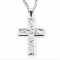 Sterling Silver Vine Cross with 18-Inch Chain