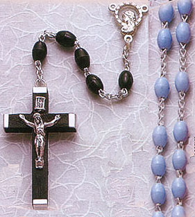 Italian Blue Plastic Bead Rosary