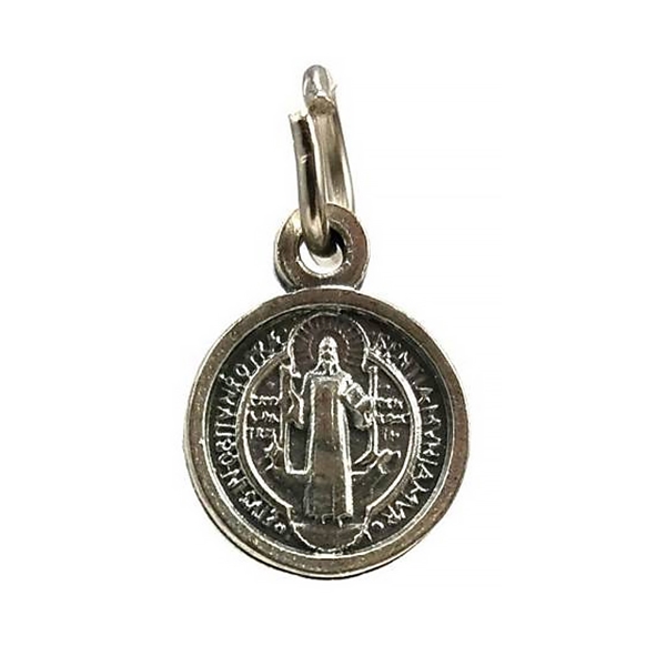 Tiny St. Benedict Oxidized Oval Medal