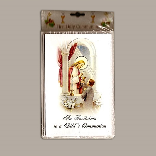 First Communion Invitations for Boys - Pack of 8