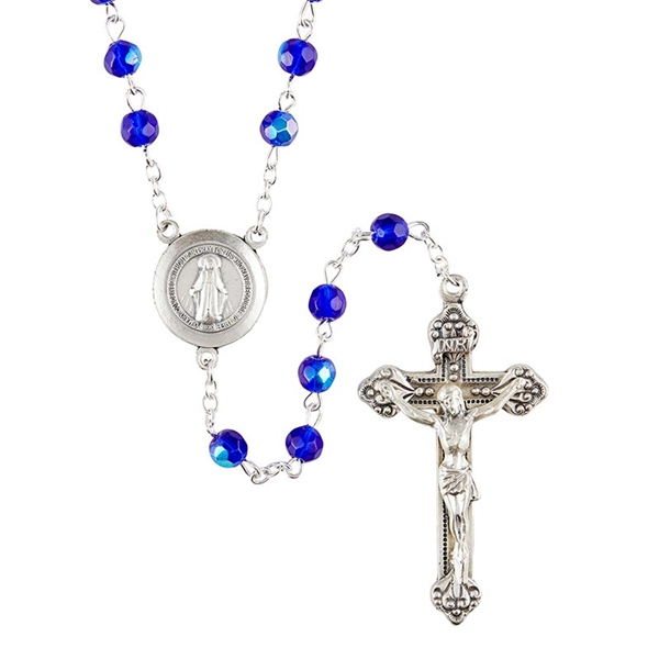 Miraculous Medal Crystal Rosary - Choose Color