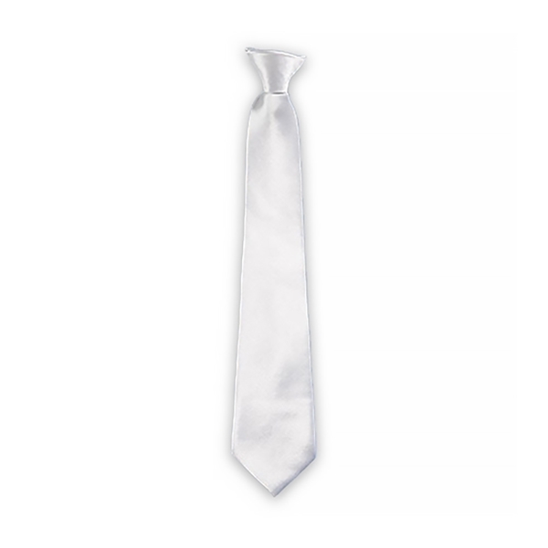 White Satin First Communion Clip-on Tie