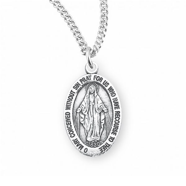 Miraculous Oval Sterling Silver Medal