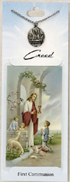 Communion Prayer Card with Pewter Medal -Boy