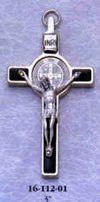 St Benedict Crucifix - Black Enamel - 3-Inch