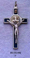 Saint Benedict Crucifix - Blue Enamel on Silver Cross - 3-Inch