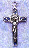St Benedict Blue Crucifix with Silver Trim