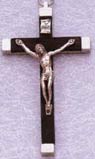 Wood & Metal Bound Crucifix - Dark Wood - 4.5 Inch