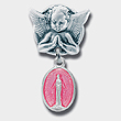 Silver Angel Baby Girl Pin - Pink