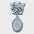 Silver Angel Baby Pin with Ornate Border
