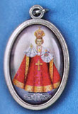 Infant of Prague Oxidized Picture Medal