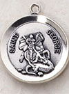 Sterling Silver Round Saint George Medal with Chain