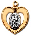 Two Toned Miraculous Heart Shaped Medal