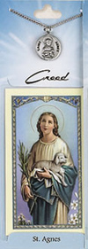 St Agnes Prayer Card with Pewter Medal