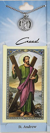 St Andrew Prayer Card with Pewter Medal