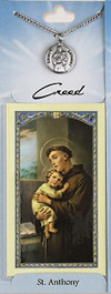 St Anthony Prayer Card with Pewter Medal