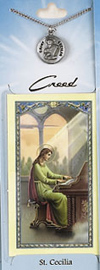 St Celilia Prayer Card with Pewter Medal