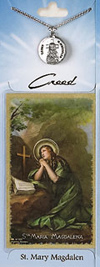 St Mary Magdelene Prayer Card with Pewter Medal